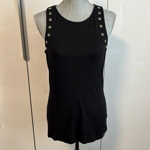 MICHAEL KORS Dressy Black Tank Top with Gold Detail, Size M